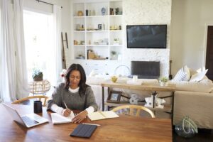 A woman completes an appointment with Telemedicine in OKC